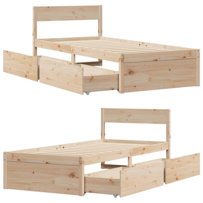Bedframe met lades massief grenenhout 90x190 cm