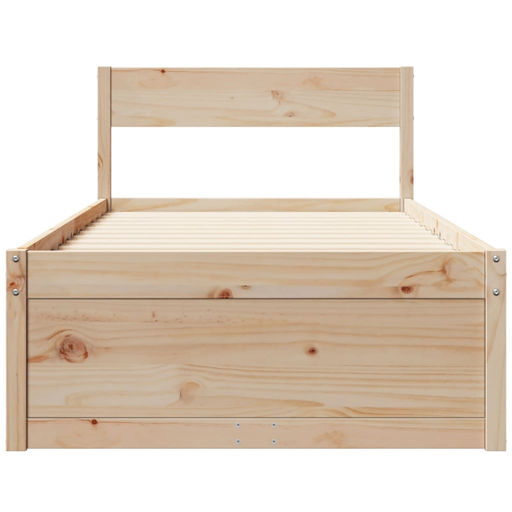 Bedframe met lades massief grenenhout 75x190 cm