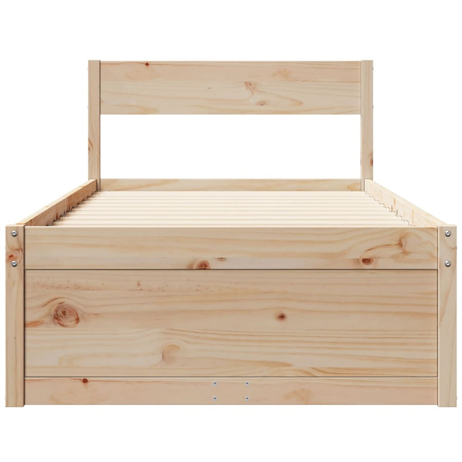 Bedframe met lades massief grenenhout 75x190 cm