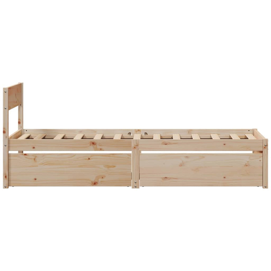 Bedframe met lades massief grenenhout 75x190 cm