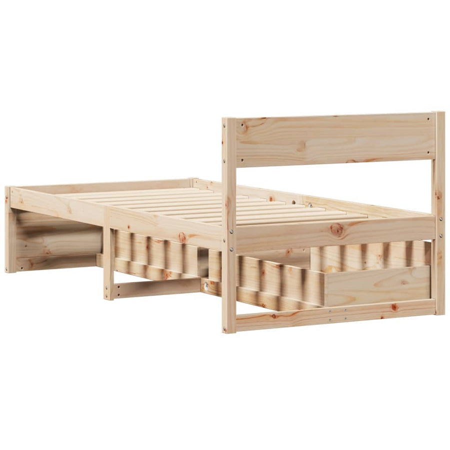 Bedframe met lades massief grenenhout 75x190 cm
