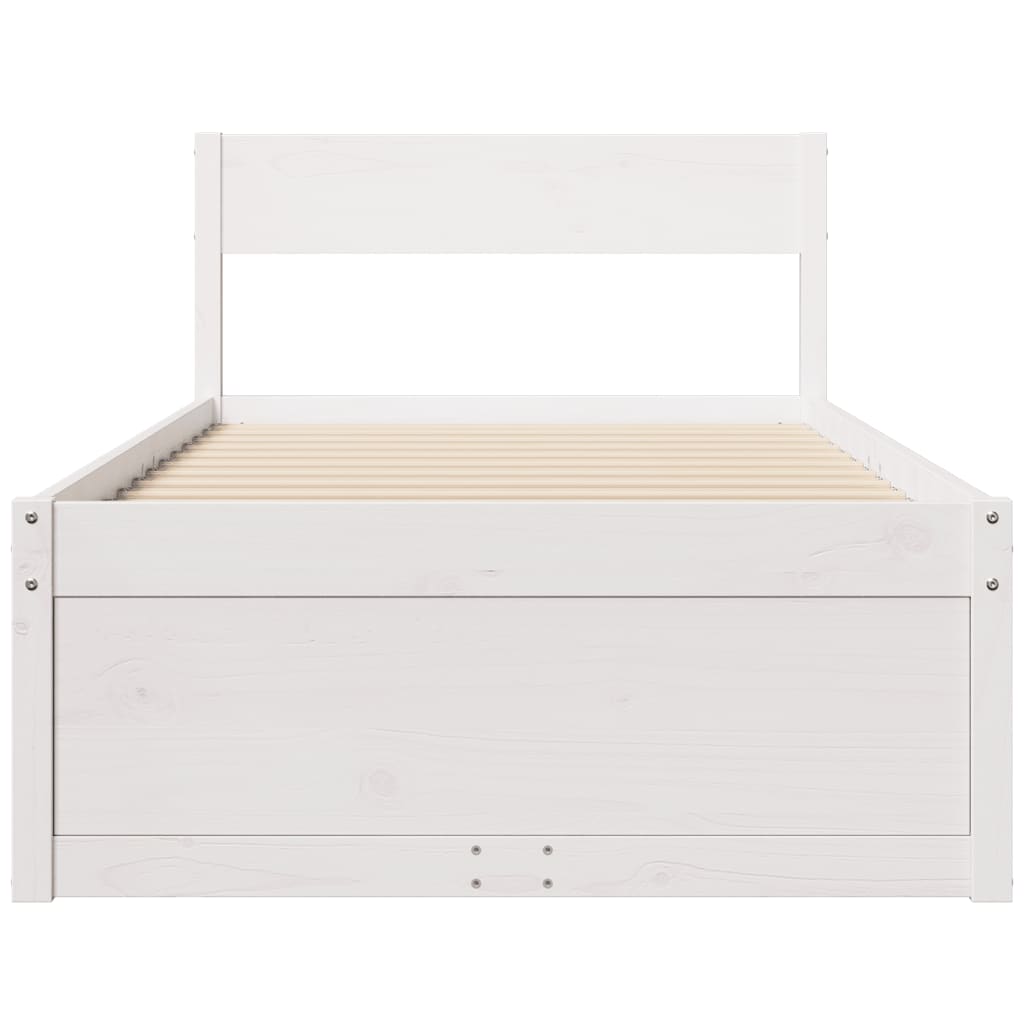Bedframe met lades massief grenenhout wit 75x190 cm