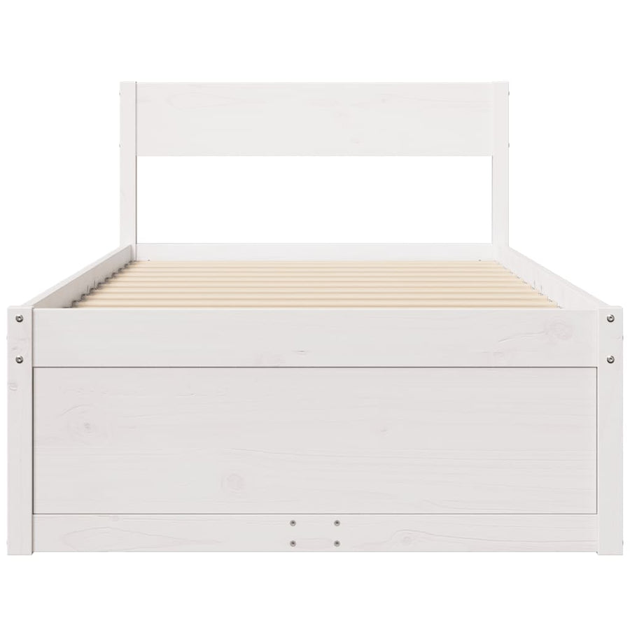 Bedframe met lades massief grenenhout wit 75x190 cm