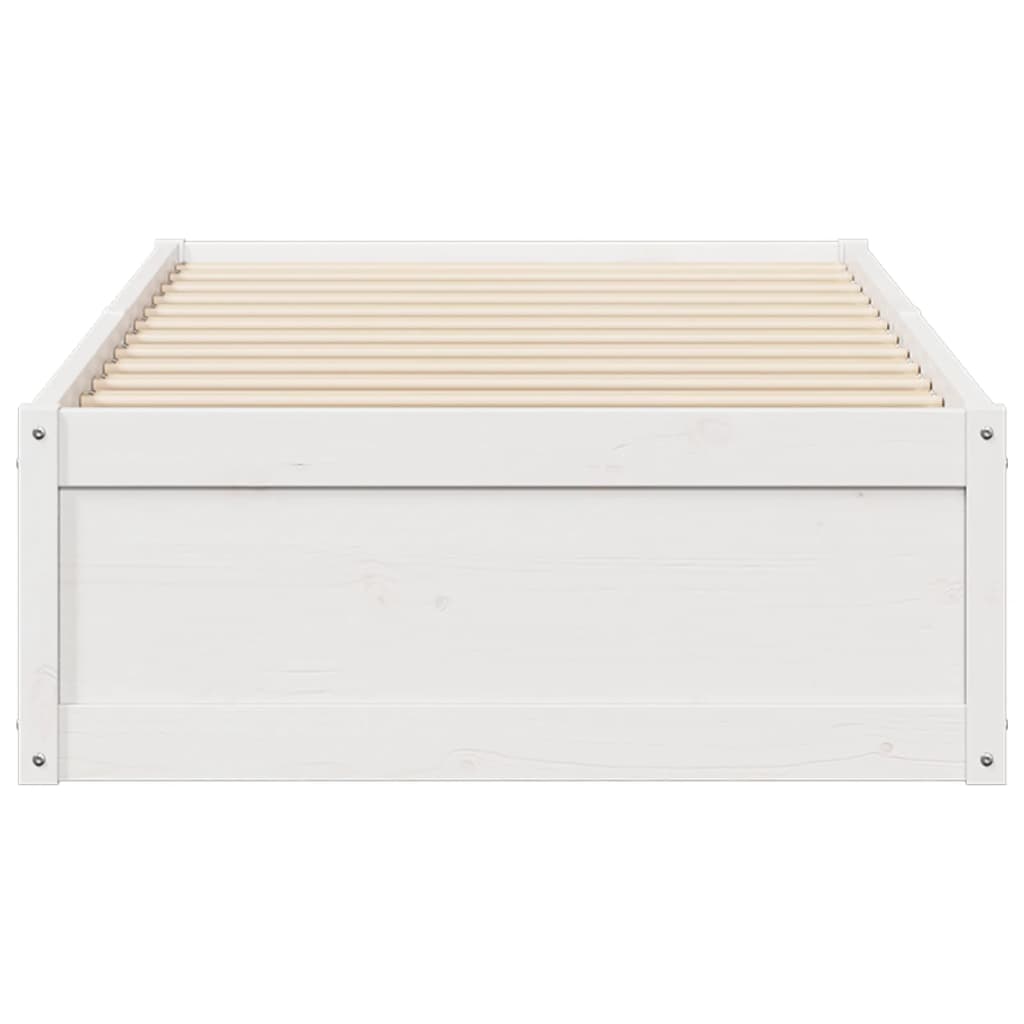 Bedframe massief grenenhout wit 90x200 cm