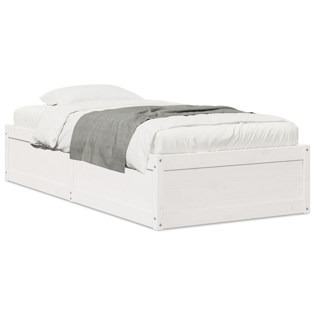 Bedframe massief grenenhout wit 90x200 cm