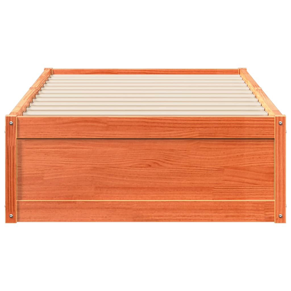 Bedframe massief grenenhout wasbruin 90x200 cm