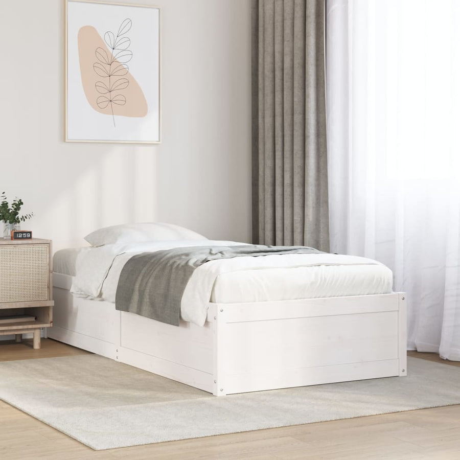 Bedframe 90x190 cm massief grenenhout wit