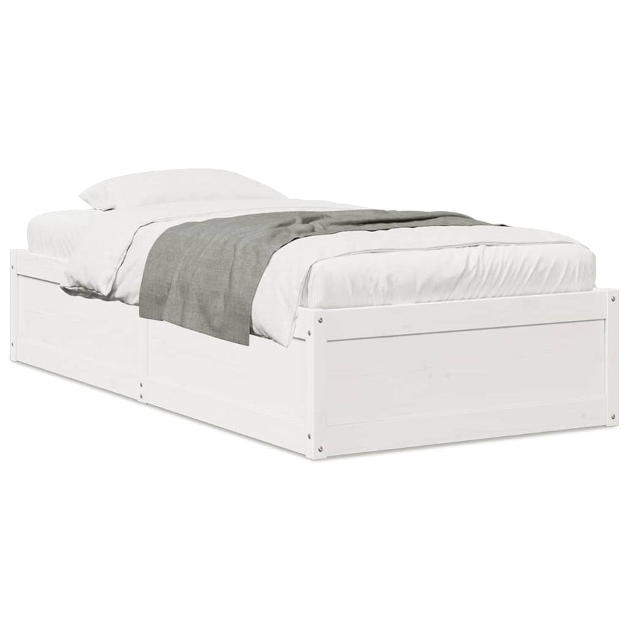 Bedframe 90x190 cm massief grenenhout wit