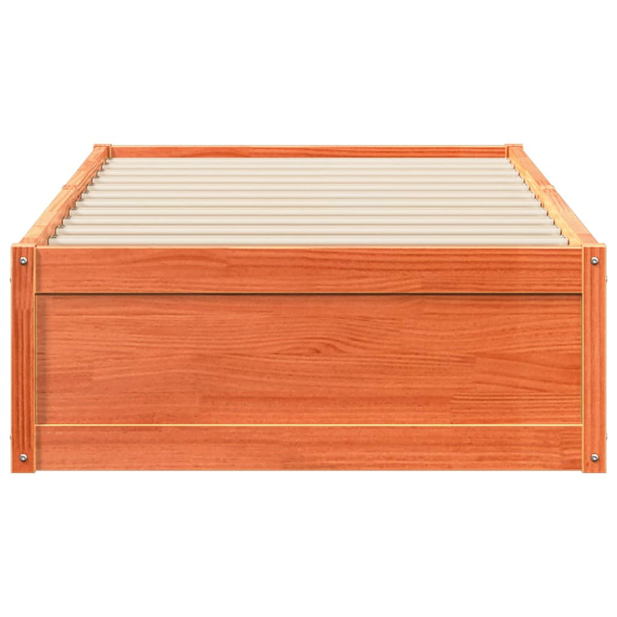Bedframe massief grenenhout wasbruin 90x190 cm