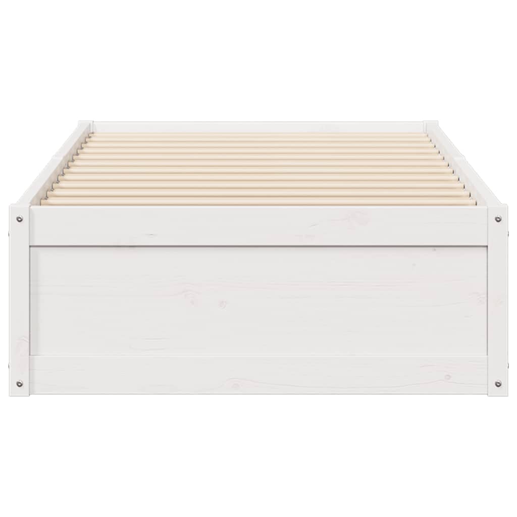 Bedframe massief grenenhout wit 75x190 cm