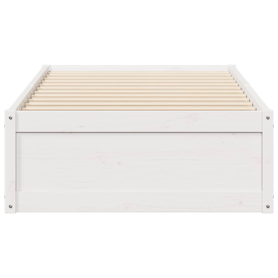 Bedframe massief grenenhout wit 75x190 cm