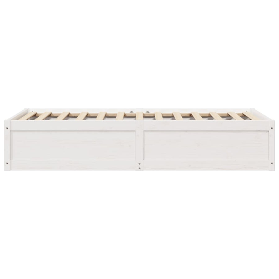 Bedframe massief grenenhout wit 75x190 cm