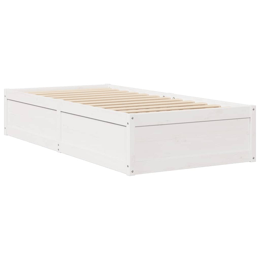 Bedframe massief grenenhout wit 75x190 cm