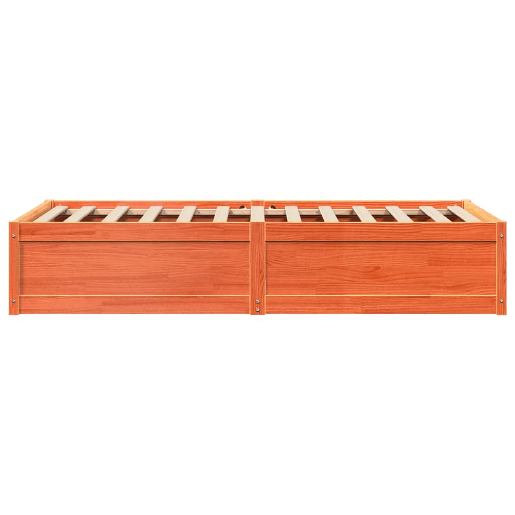 Bedframe massief grenenhout wasbruin 75x190 cm
