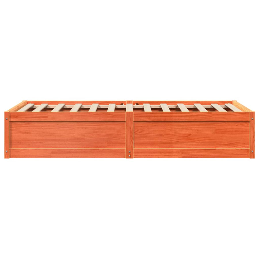 Bedframe massief grenenhout wasbruin 75x190 cm