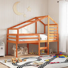 Kids' house bed 198x87x113 cm solid pine washed brown