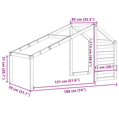 Kinderbedhuisje 188x82x113 cm massief grenenhout