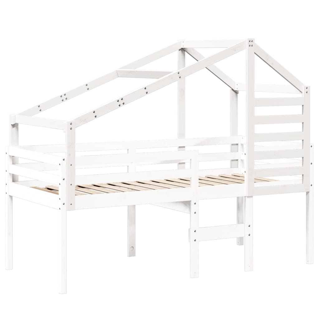 Kinderbedhuisje 188x82x113 cm massief grenenhout wit
