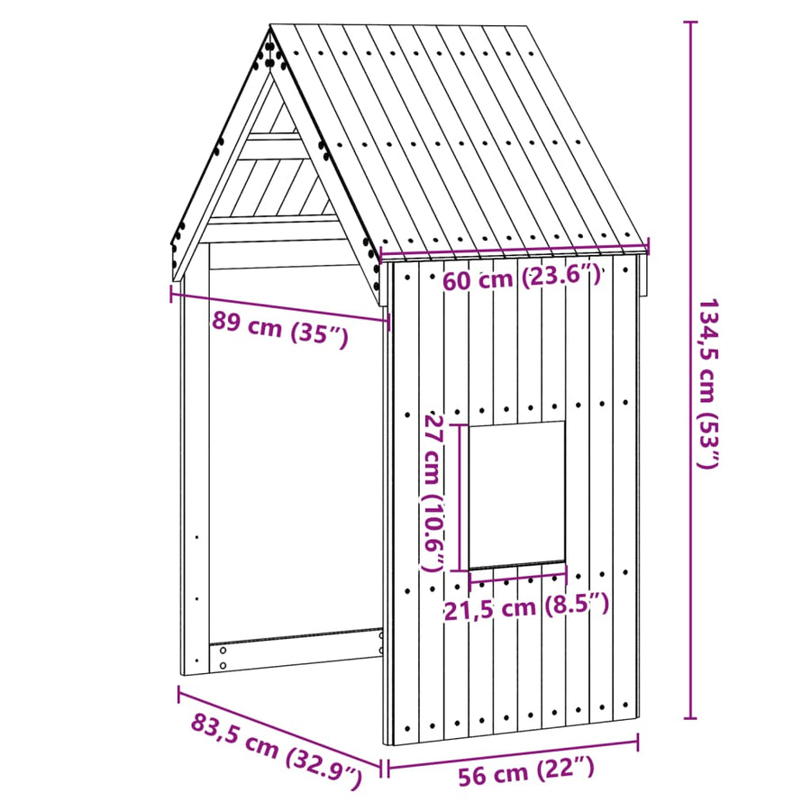 Kinderbedhuisje 60x89x134,5 cm massief grenenhout