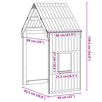 Kinderbedhuisje 60x99x139,5 cm massief grenenhout wasbruin