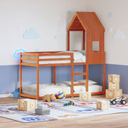 Kinderbedhuisje massief grenenhout wasbruin 60x99x139,5 cm