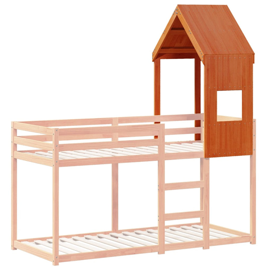 Kinderbedhuisje 5x99x139,5 cm massief grenenhout wasbruin