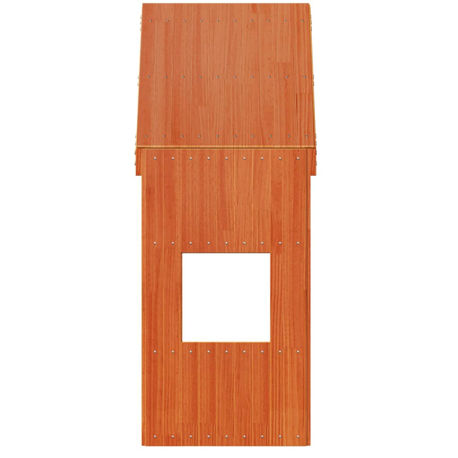 Kinderbedhuisje 5x99x139,5 cm massief grenenhout wasbruin