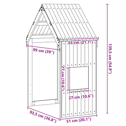 Kinderbedhuisje 5x99x139,5 cm massief grenenhout wasbruin