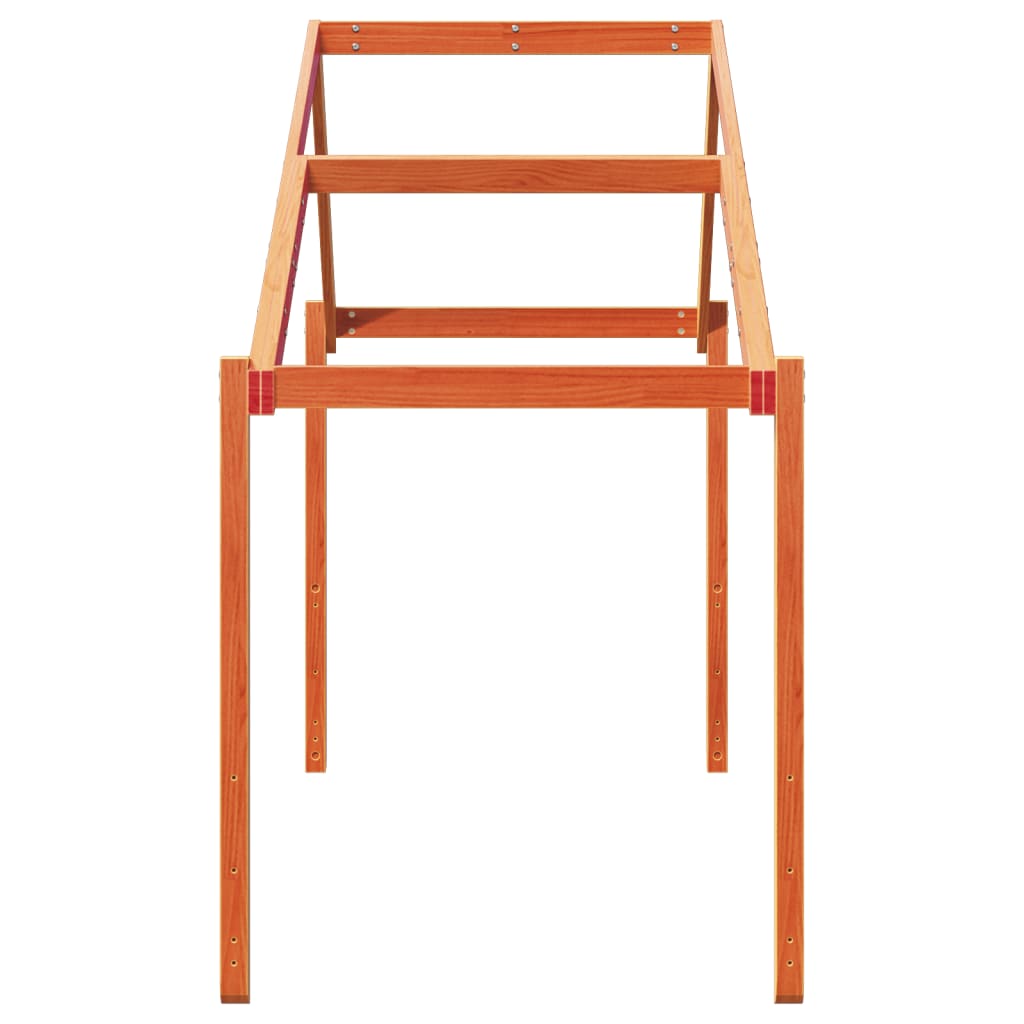 Kinderbedhuisje 203x95,5x142 cm massief grenenhout wasbruin