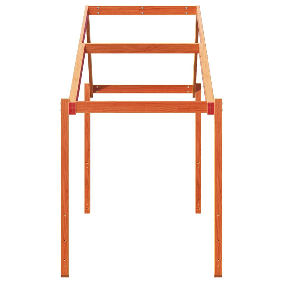 Kinderbedhuisje 203x95,5x142 cm massief grenenhout wasbruin