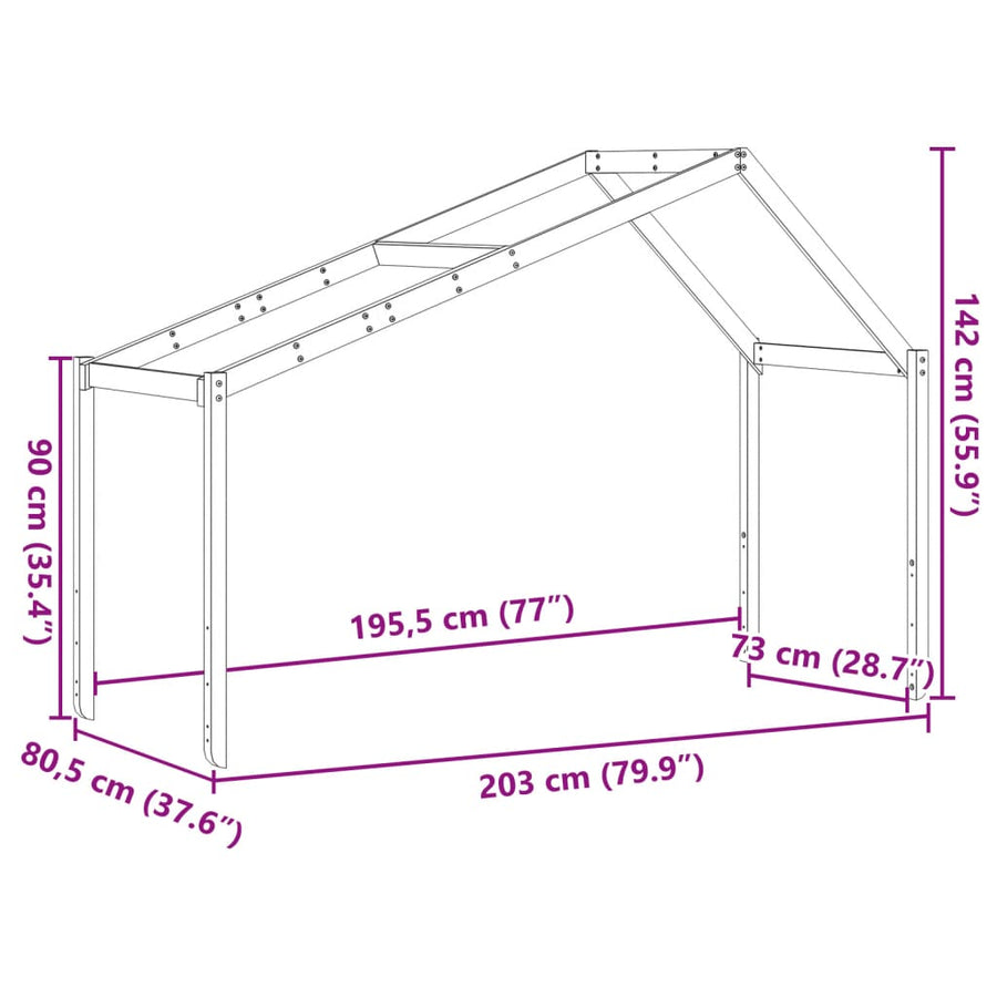 Kinderbedhuisje 203X80,5X142 Cm Massief Grenenhout 203 x 80.5 x 142 cm Wit