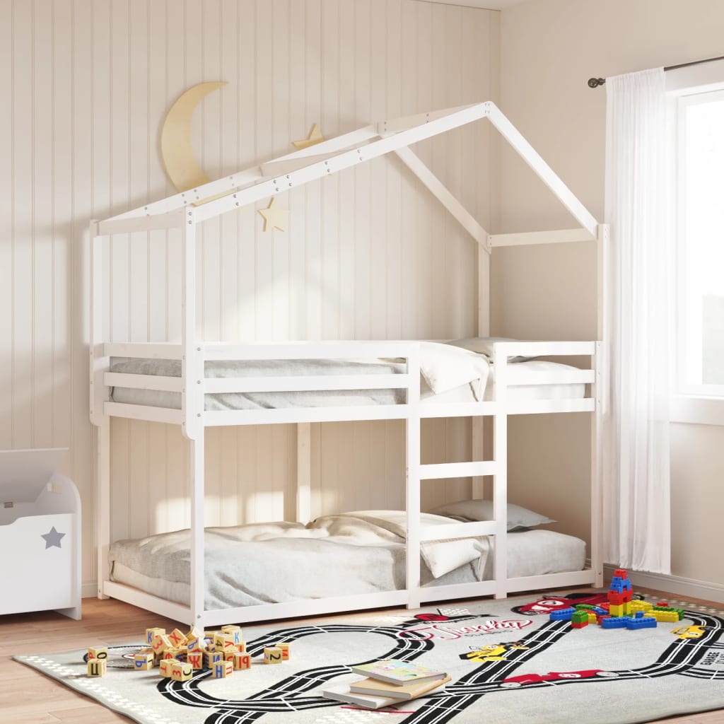 Kinderbedhuisje 203X80,5X142 Cm Massief Grenenhout 203 x 80.5 x 142 cm Wit