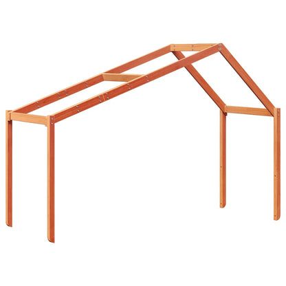Kinderbedhuisje 203x80,5x142 cm massief grenenhout wasbruin