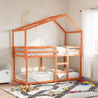 Children's Bed House 203x80.5x142 cm Solid Pinewood Waxed Brown