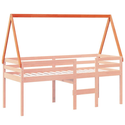 Kinderbedhuisje 209x95,5x88 cm massief grenenhout wasbruin