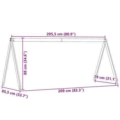 Kinderbedhuisje 209x85,5x88 cm massief grenenhout wasbruin