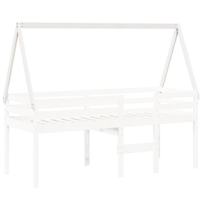 Kinderbedhuisje 199x80,5x88 cm massief grenenhout wit