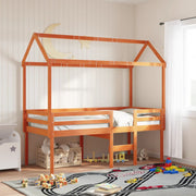 Kinderbedhuisje massief grenenhout wasbruin 217x95,5x159 cm