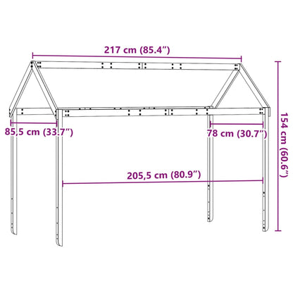 Kinderbedhuisje 217x85,5x154 cm massief grenenhout
