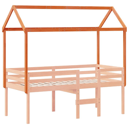 Kinderbedhuisje 217x85,5x154 cm massief grenenhout wasbruin
