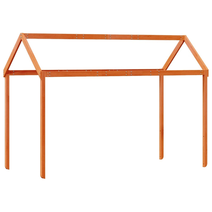 Kinderbedhuisje 217x85,5x154 cm massief grenenhout wasbruin