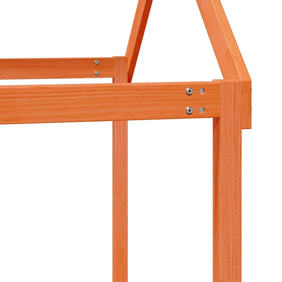 Kinderbedhuisje 217x85,5x154 cm massief grenenhout wasbruin