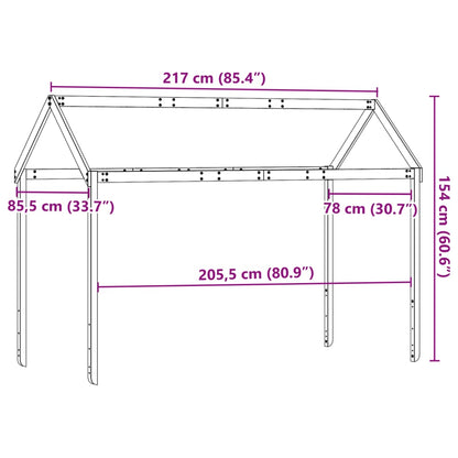 Kinderbedhuisje 217x85,5x154 cm massief grenenhout wasbruin