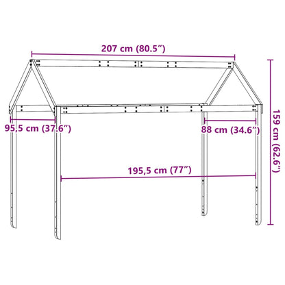 Kinderbedhuisje 207x95,5x159 cm massief grenenhout wit