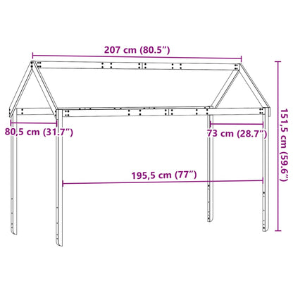 Kinderbedhuisje 207x80,5x151,5 cm massief grenenhout