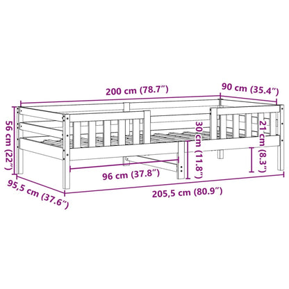 Bedframe massief grenenhout 90x200 cm