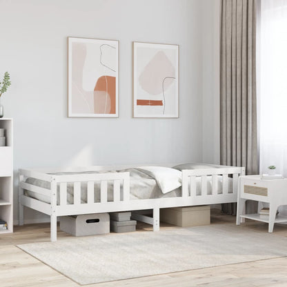 Bedframe massief grenenhout wit 90x200 cm