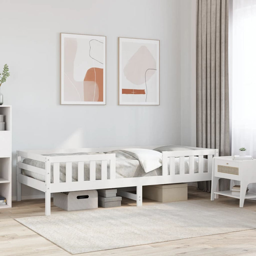 Bedframe massief grenenhout wit 90x200 cm