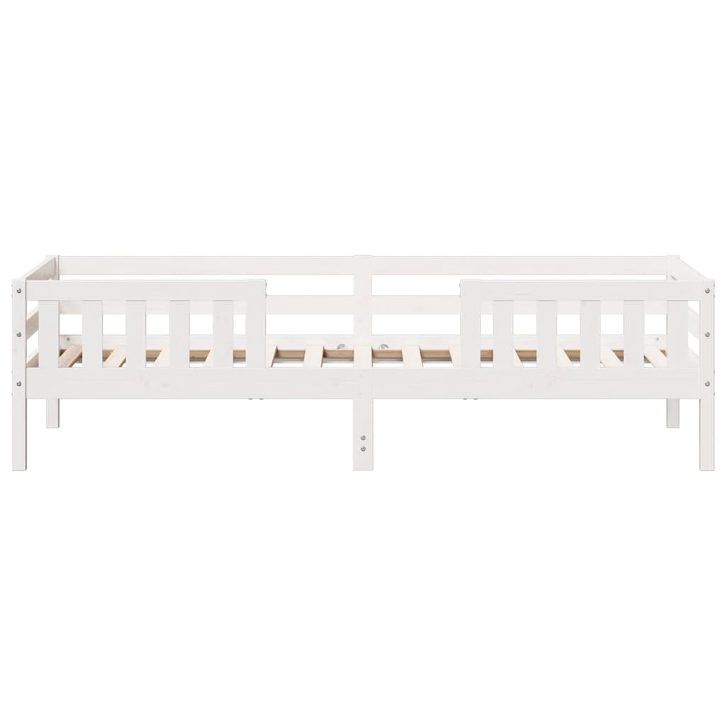 Bedframe massief grenenhout wit 90x200 cm