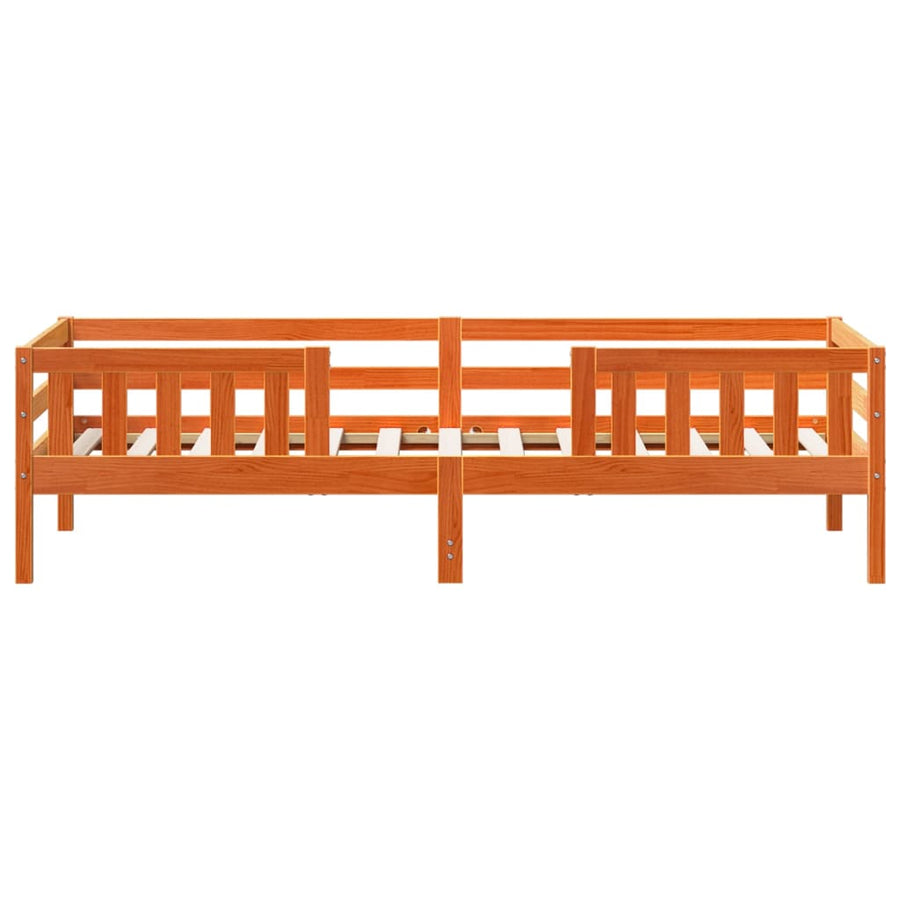 Bedframe massief grenenhout wasbruin 90x200 cm
